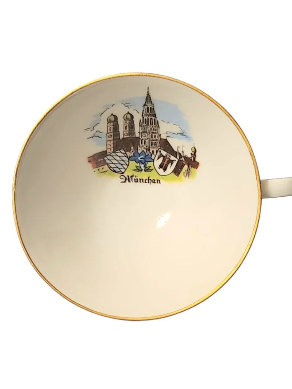 Vintage Munchen Munich Germany Bavaria Small Espresso Tea Cup White Lusterware